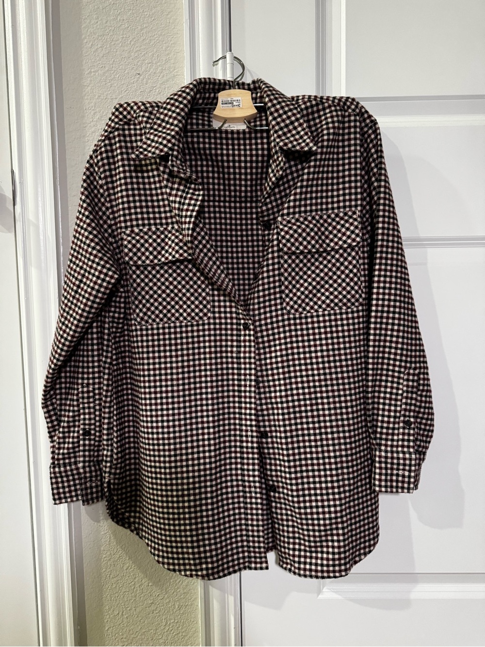 Abercrombie & Fitch Black and Maroon Check Button-Down Shirt and Skort Set